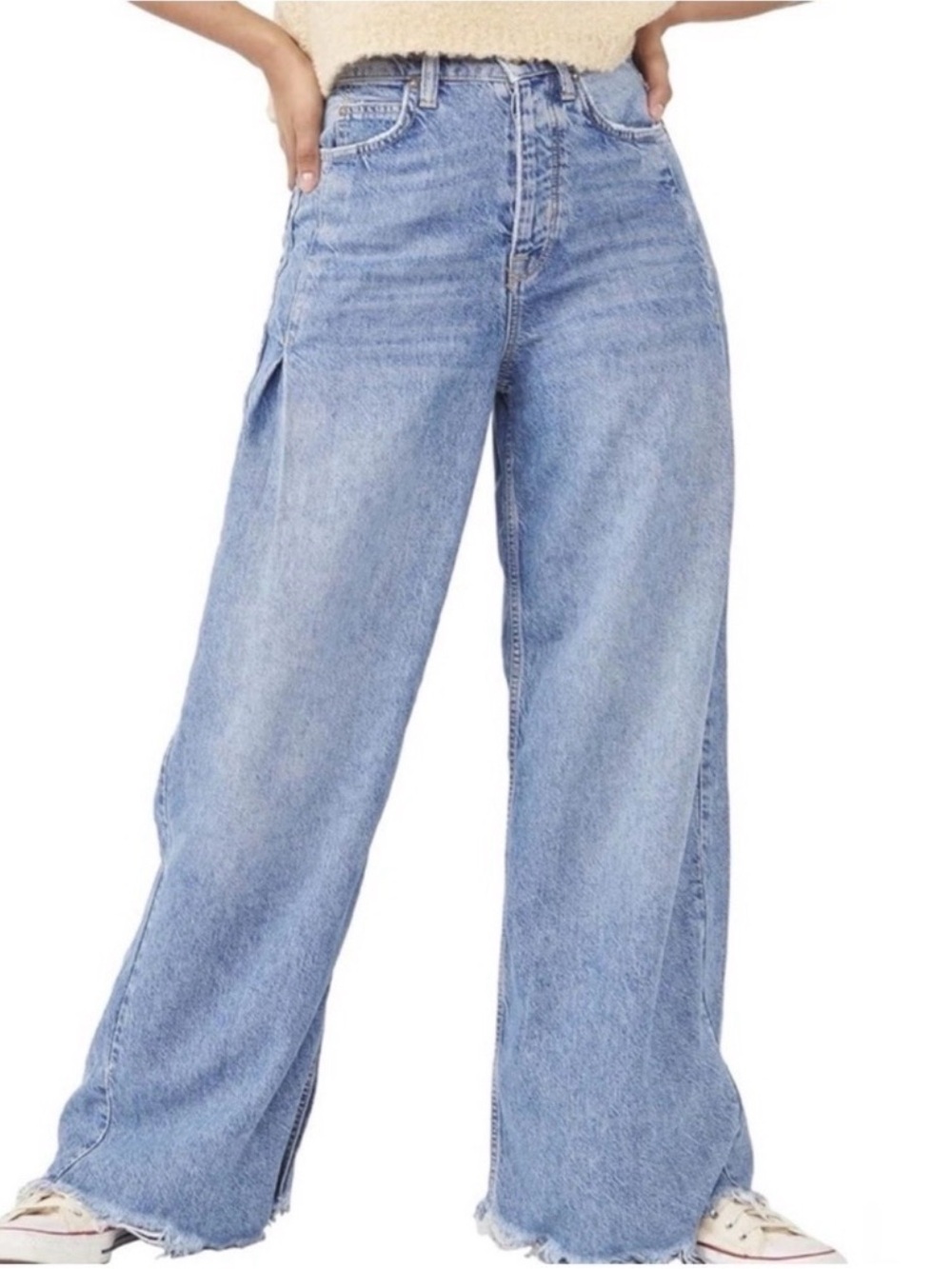 We The Free Old West High Rise Slouchy Jeans Sea Sky Blue 90s boho baggy sz 28